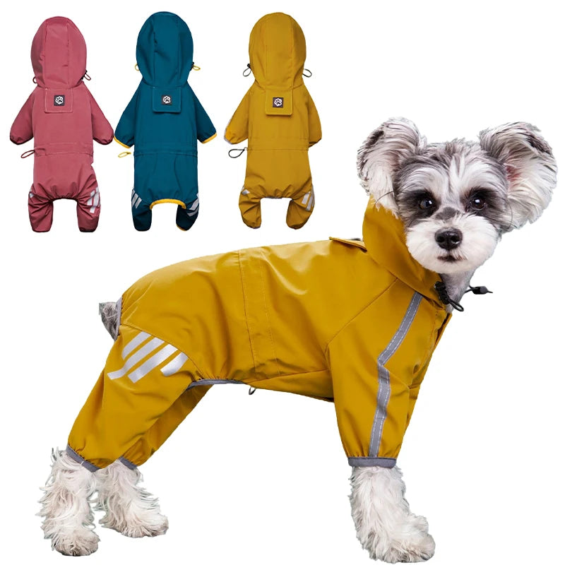 RainGuard Waterproof Dog Jumpsuit with Reflective Strips