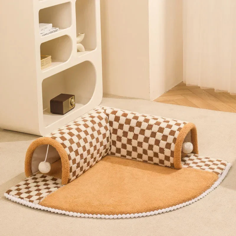 2-in-1 Cat Tunnel Bed & Play Mat