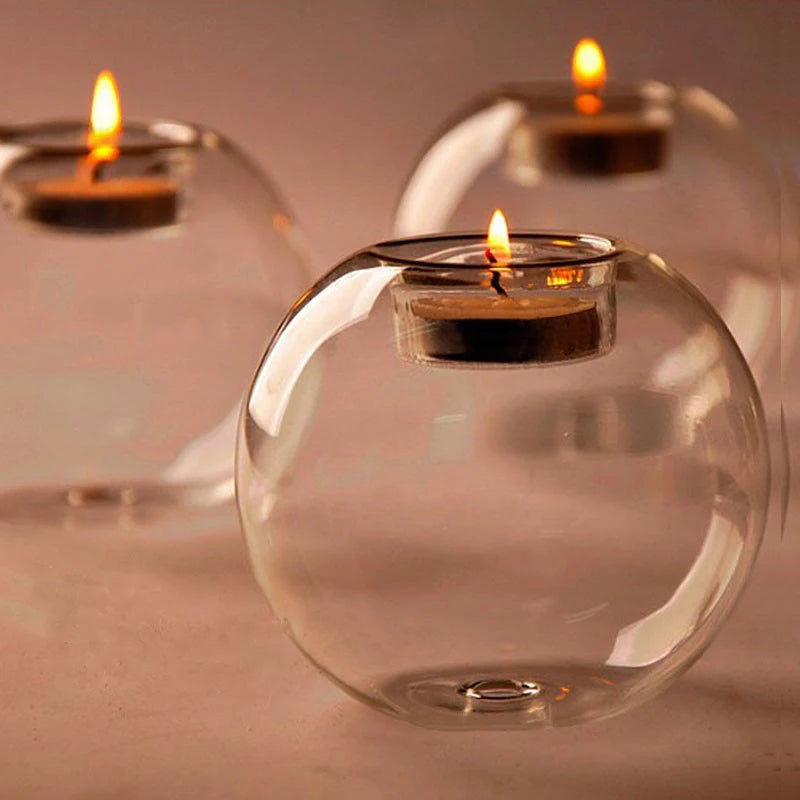 Crystal Glow Elegant Glass Candle Holders