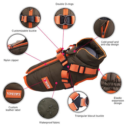 SnugPaws Pro Winter Pet Coat with Built-In Harness