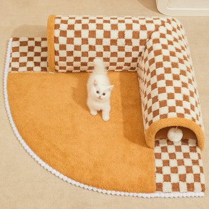 2-in-1 Cat Tunnel Bed & Play Mat