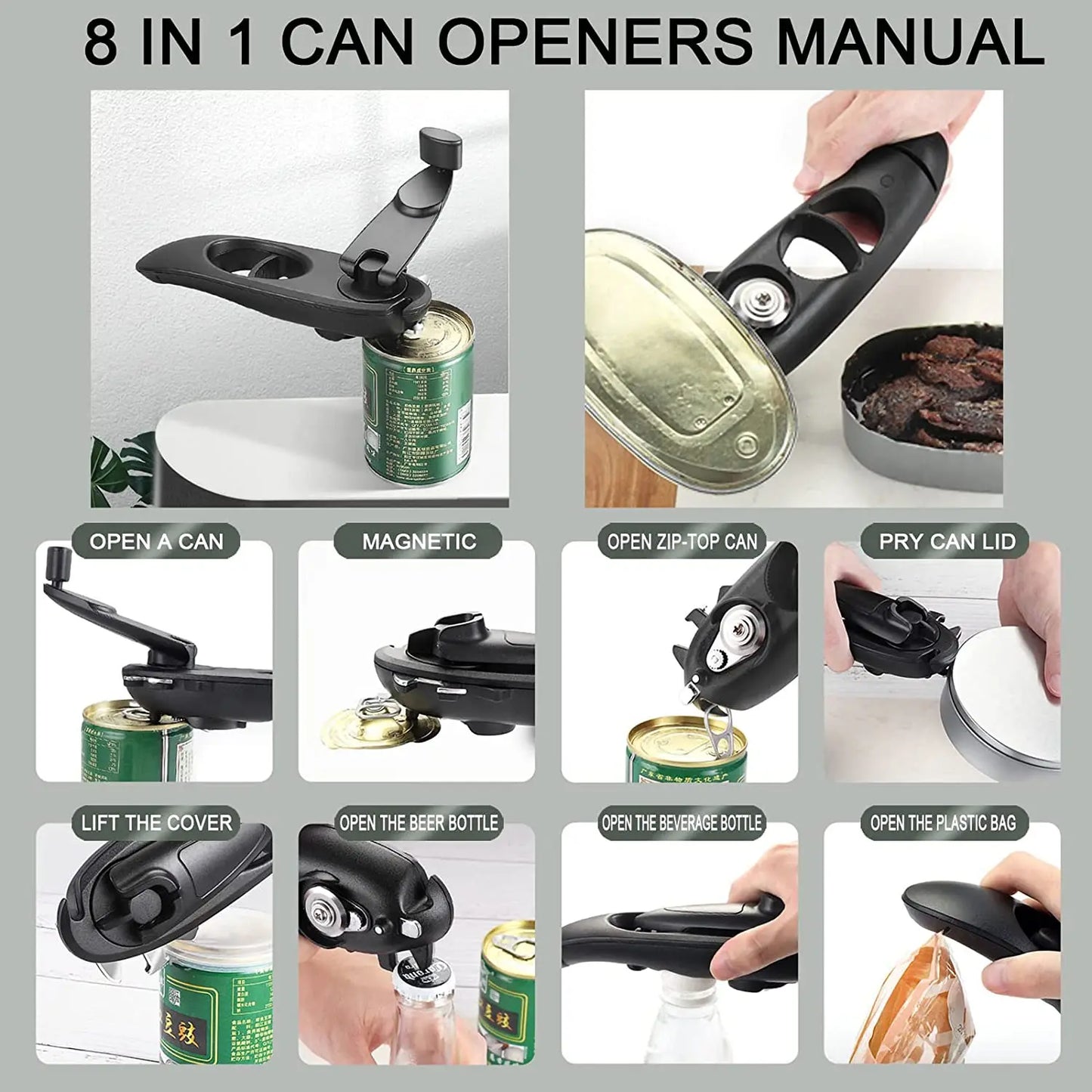 The Ultimate 8-in-1 Can Bottle Opener