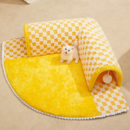 2-in-1 Cat Tunnel Bed & Play Mat